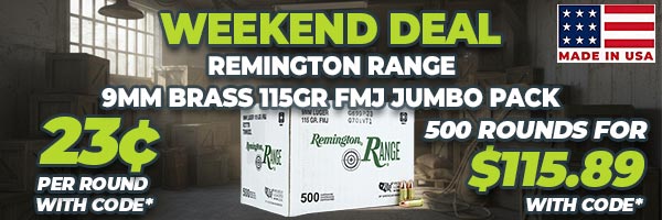 Deal of the Day: Remington Range 9mm 115 Grain FMJ Ammo