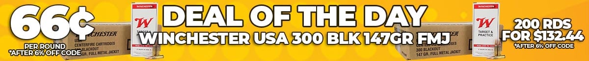 Deal of the Day: Winchester USA 300 Blackout 147 Gr FMJ Ammo