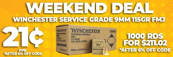 Weekend Deal: Winchester Service Grade 9mm 115GR FMJ Ammo