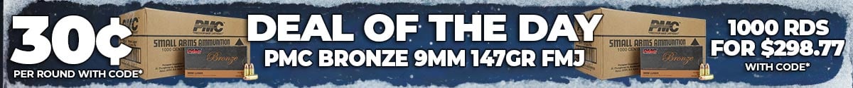 Deal of the Day: PMC Bronze 9mm 147 Grain FMJ Ammo