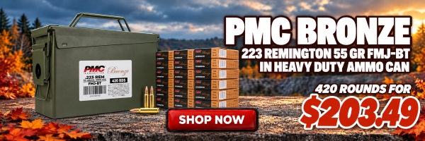 Deal of the Day: PMC Bronze 223 Remington 55 Gr FMJ-BT Ammo