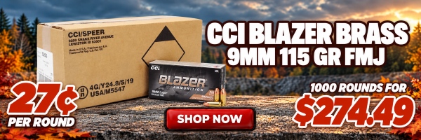 Deal of the Day: CCI Blazer Brass 9mm 115 Grain FMJ Ammo