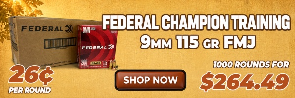 Deal of the Day: Federal Champion 9mm 115 Grain FMJ Ammo
