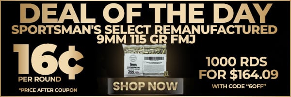 Deal of the Day: Sportsman's Select Remanufactured 9mm 115 Gr FMJ