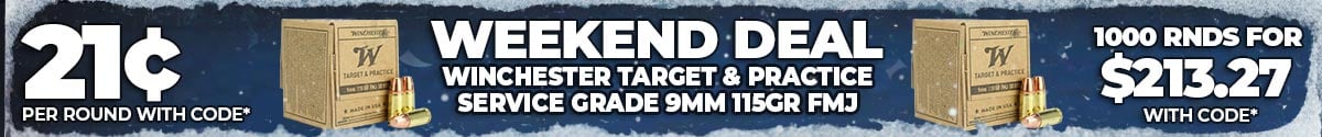 Deal of the Day: Winchester Target & Practice Service Grade 9mm 115 Grain FMJ Ammo