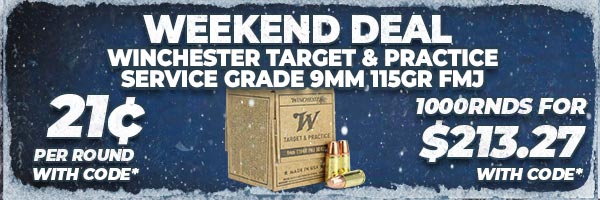 Deal of the Day: Winchester Target & Practice Service Grade 9mm 115 Grain FMJ Ammo