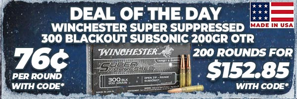 Deal of the Day: Winchester Super Suppressed 300 Blackout Subsonic 200 Gr OTR Ammo