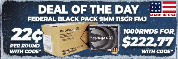 Deal of the Day: Federal Black Pack 9mm 115 Grain FMJ Ammo