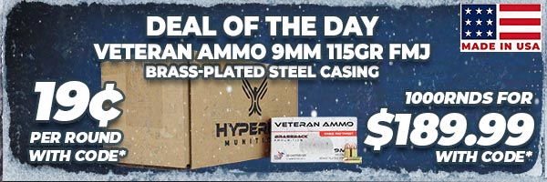 Deal of the Day: Hyperion Munitions Veteran Ammo 9mm 115 Gr FMJ Ammo